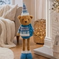thumbnail image 5 of ZORVINEX Retractable Leg Christmas Bear Decor Stretchable Standing Bear Stuffed Figurine Holiday Plush Ornament For Fireplace Shelf Tabletop Home Party Decoration,Multicolor B, 5 of 7