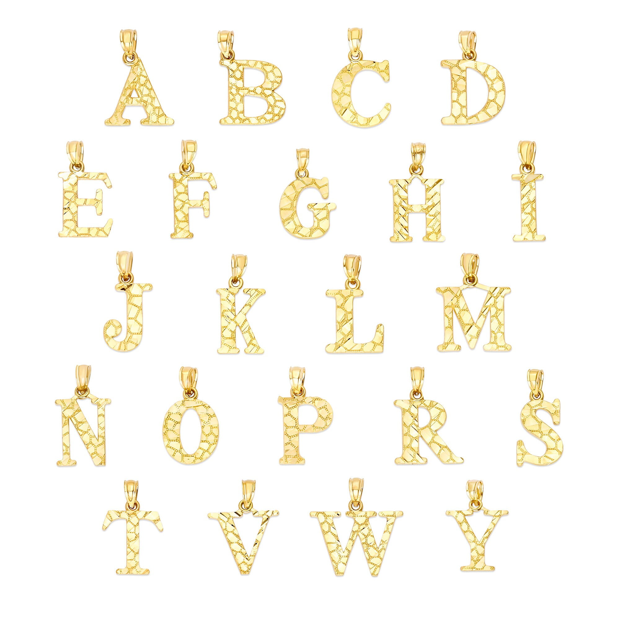 Golden Fire Solid 14k Gold Initial Pendant - Personalized Jewelry Gifts for Jewelry
