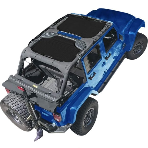 Alien Sunshade Jeep Wrangler JKU (2007-2018) - Front & Rear Mesh Sun Shade for Jeep JK Unlimited - Blocks UV, Wind, Noise - Bikini Jkini Top Cover for Sport, Sport S, Sahara, Rubicon (Black)