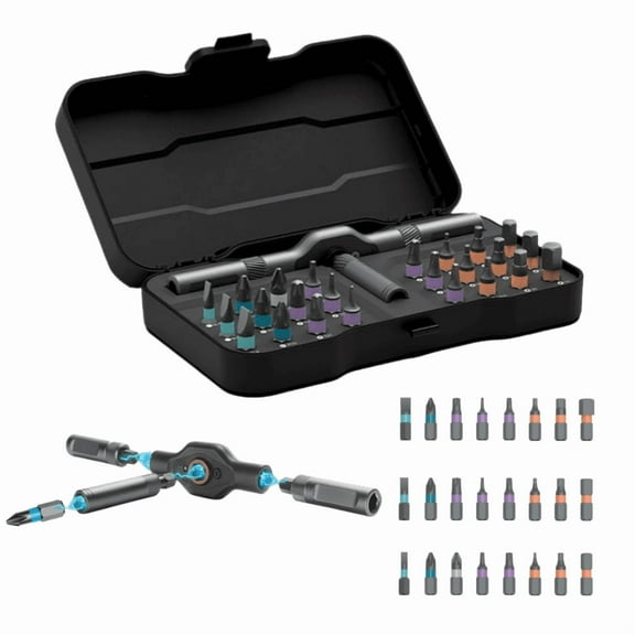 24 in 1 Magnetic Screwdriver Set, 2026 NEW DIY Screwdriver 24-in-1 Multi Bit Precision Screwdriver Set with Detachable Ratchet Handle, Multipurpose Repair Tool Kit for PC Furniture Bicycle (24 in 1)