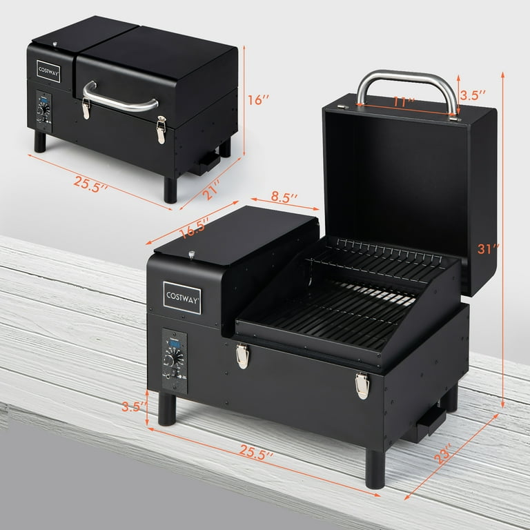 Costway Electric Wood Pellet Grill and Smoker Tabletop w/ Temperature Probe  