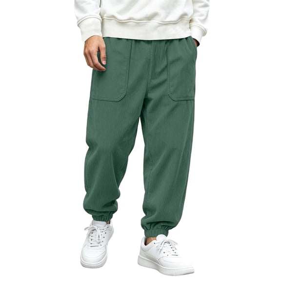 Men Corduroy -Lined Joggers Casual Winter Sweatpants