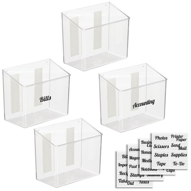 mDesign Wall or Adhesive Mount Deep Plastic Home Office Storage Organizer Bin Basket - Hanging Box Shelf for Walls/Doors in Entryway, Mudroom, Bedroom ...