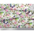 thumbnail image 2 of Soimoi Moss Georgette Fabric Leaves,Floral & Hummingbird Bird Decor Fabric Printed Yard 42 Inch Wide, 2 of 3