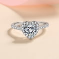 thumbnail image 5 of Anillo de plata S925 con simulación femenina de diamante de Mosan de 1 quilate en forma de corazón engastado en microesferas, 5 of 5
