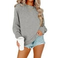 thumbnail image 3 of Lumtrix Womens Oversized Long Sleeve Sweatshirt Casual Crewneck Cute Pullover Tops Lightweight Sweatshirt 2025 Fashion Gray M, 3 of 6