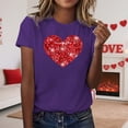 thumbnail image 2 of T-shirts de la Saint-Valentin pour Femmes 2026 à Manches Courtes Col Rond avec Cœur Graphique, 2 of 4
