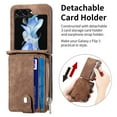 thumbnail image 6 of Dteck for Galaxy Z Flip 6 Wallet Case with Card Holder 2 in 1 Detachable Zipper Wallet, Slim Fit Retro PU Leather Protective Flip Phone Cover for Samsung Galaxy Z Flip 6 5G 2024, Brown, 6 of 7