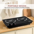 thumbnail image 2 of CUSIMAX 1800W Double Electric Burner, Induction Cooktop, Control Infrared,Ceramic Glass Plate, Portable,Stainless Steel, Black, 2 of 7