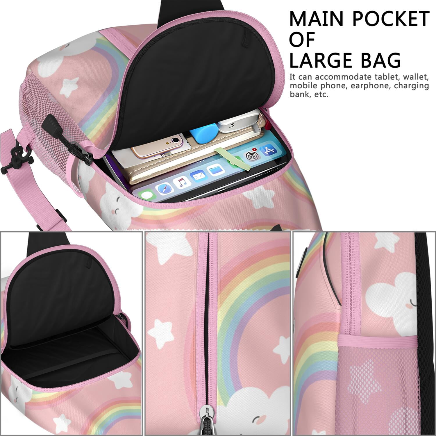 Berry Lover Sling Backpack with Cute Red Strawberry Design – Lightweight Outdoor Shoulder Bag with Breathable Padding, Reversible Strap, Secure Zippers, Perfect for Strawberry Fans and Everyday Carry