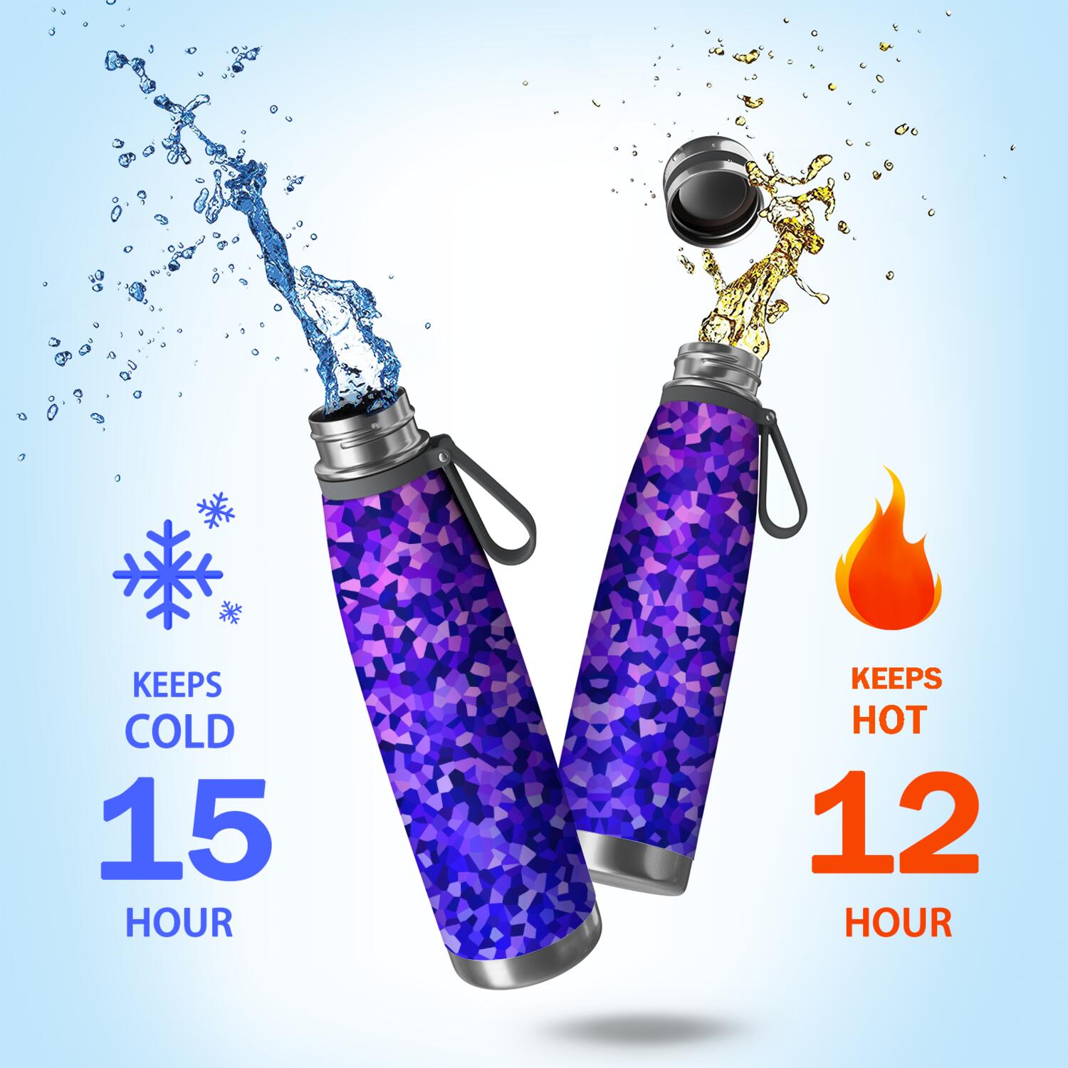 29oz Insulated Water Bottle with Tea Infuser, Stainless Steel Travel Mug, Shining Diamonds Print
