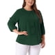 thumbnail image 4 of Blusa de chiffon con volantes de cuello redondo para mujer de tallas grandes Agnes Orinda, blusa de oficina 3X verde, 4 of 6