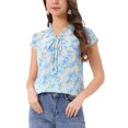 thumbnail image 1 of INSPIRAR CHIC Blusa Floral para Mujeres del Día de San Valentín con Mangas Cortas de Chifón y Volantes XL Azul Cielo, 1 of 6