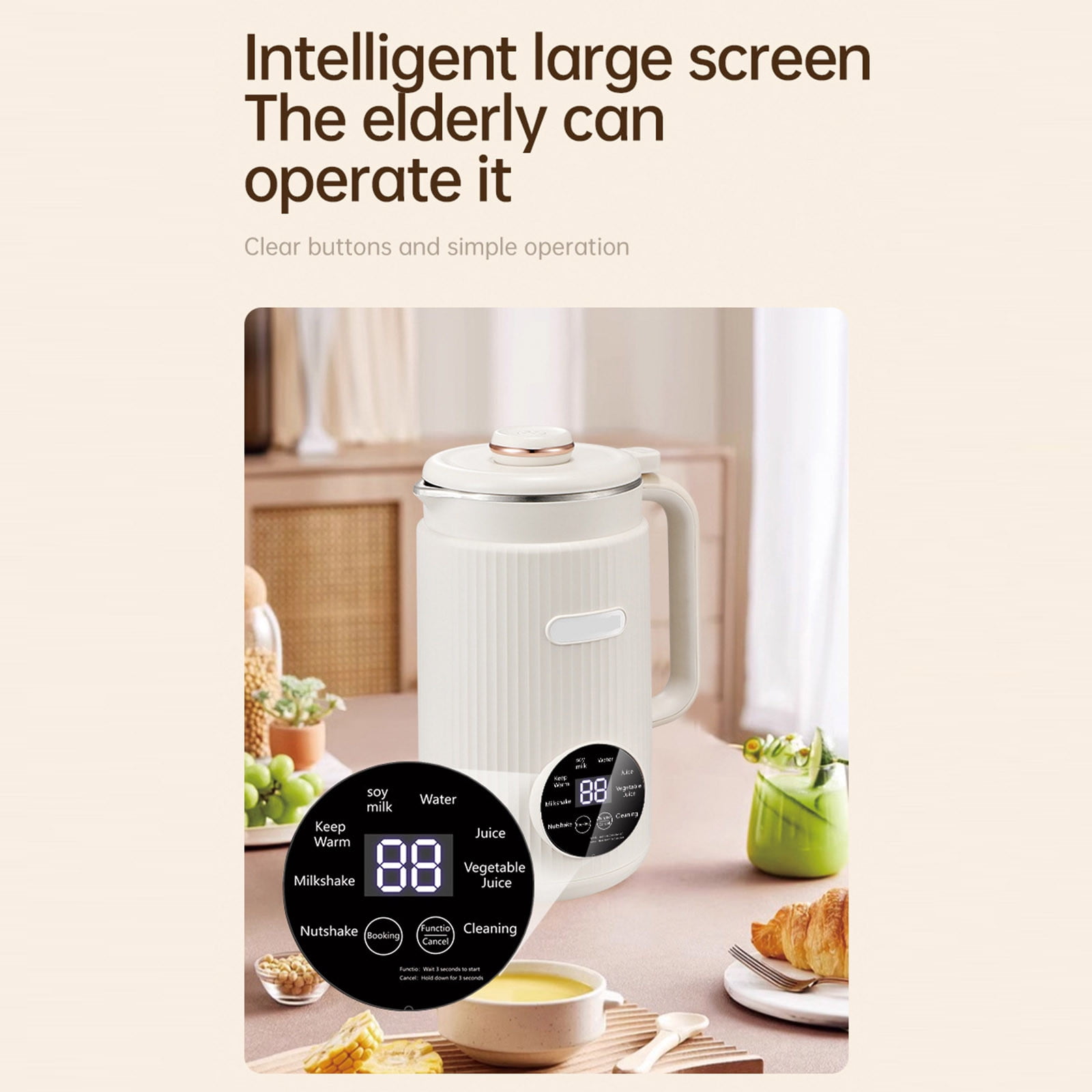 YYUZH 1.2L Mini Nut Milk Maker, No Filter Soy Milk Blender with Timer and Keep-Warm, One-Button Cleaning, Multi-Function Kitchen Appliance for Family Use