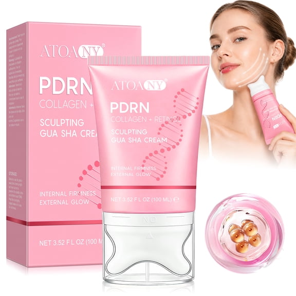 LusBeauty PDRN Collagen Gua Sha Neck Cream, Firming & Wrinkle Smoothing Moisturizer with Retinol & Niacinamide, Includes Built-In Massager for Jawline & Neck, 2.36 fl oz (100 ml)