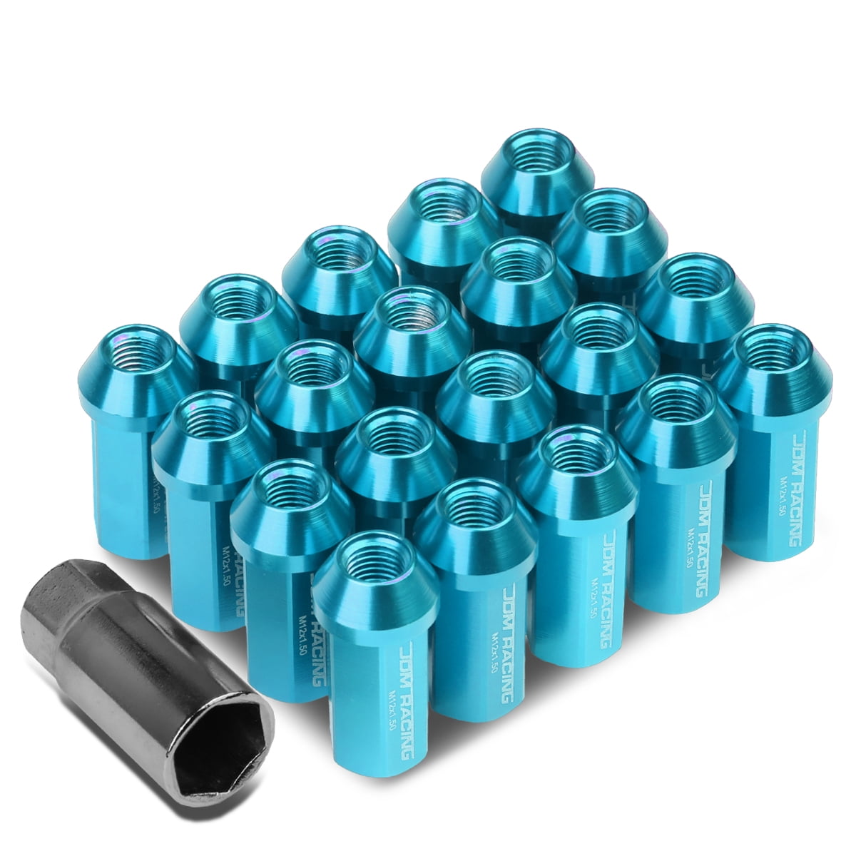DNA Motoring LN-ZTL-9019-15-LB 20-Piece M12 x 1.5 Aluminum Alloy Wheel Lug Nuts + Deep Drive Extension (Light Blue)