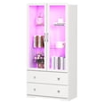 thumbnail image 3 of Heynemo 64'' Tall Display Cabinet with Acrylic Doors and LED Lights, White, 3 of 10
