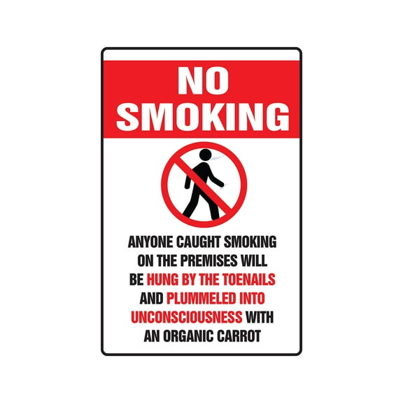 NO SMOKING HUNG BY TOENAILS AND PLUMMELED Decal | Indoor/Outdoor | 7" Tall