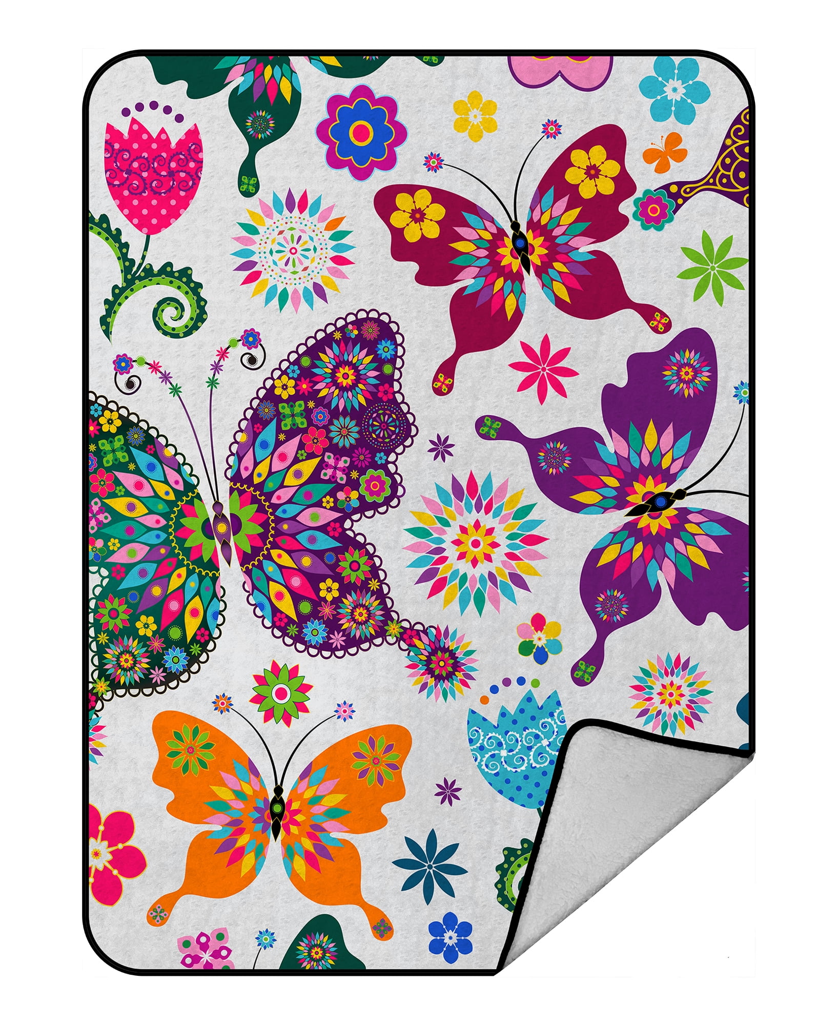 GCKG Butterflies Blanket,Beatiful Flying Butterflies Fleece Blanket