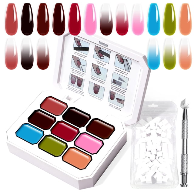 Set de esmaltes de uñas U-Shinein Gel de pintura degradada de 9 colores