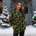 thumbnail image 2 of SCRAWLGOD Christmas Holly Bell Box Star Dark Green Womens Long Sleeve Shirts with Pockets Loose Fitting Fashionable Clothes Fall Casual Crewneck Drop Shoulder Pullover Sweatshirts, XL, 2 of 7