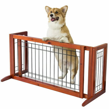 Best Choice Products Adjustable Freestanding Pet Dog Fence Gate, Brown, for Small Animals, (Best Pet Gates Indoor)