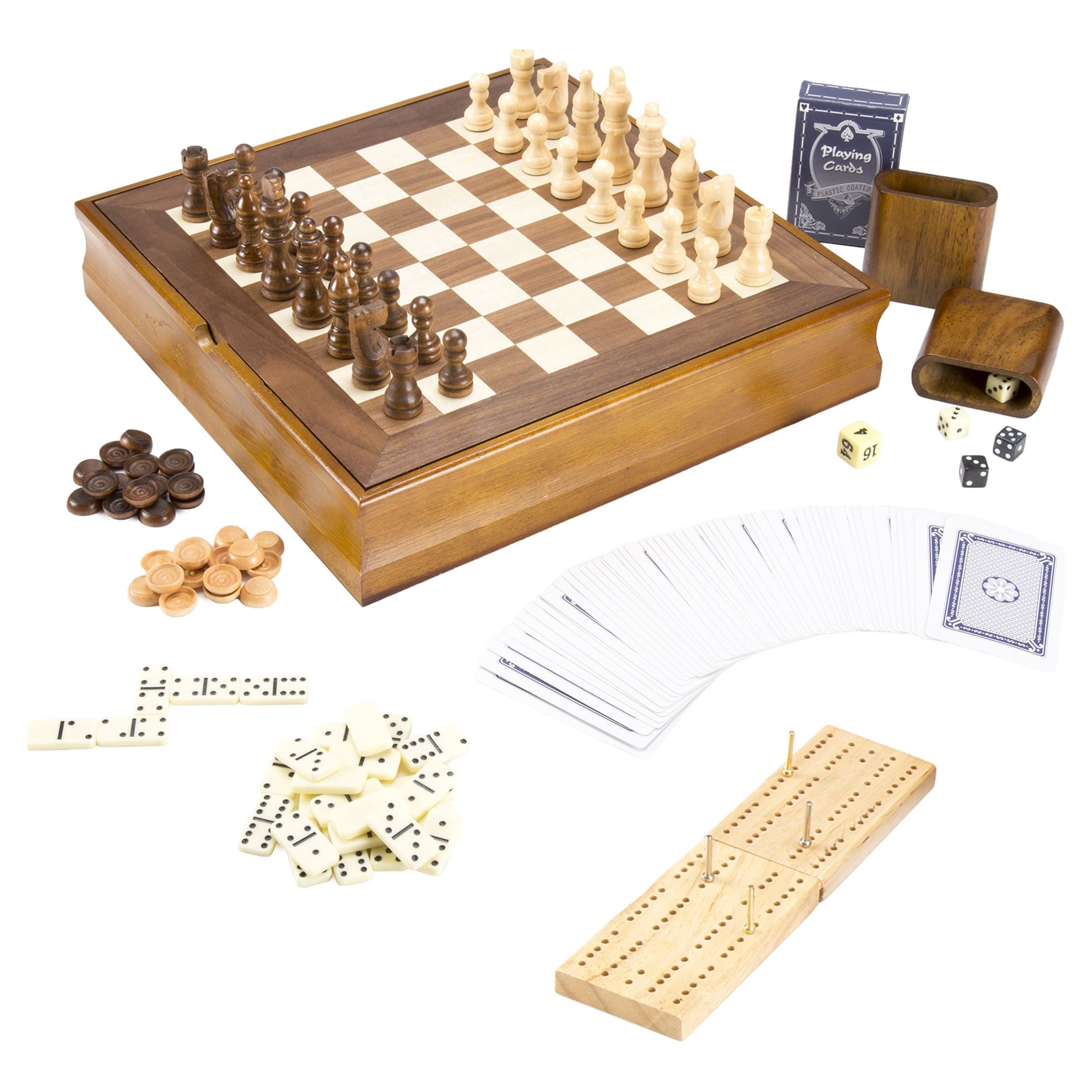 Hey! Play! 7-in-1 Classic Wooden Board Games Set for Family Game Night - image 2 of 6