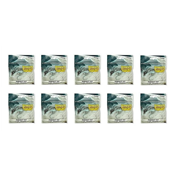Dragon Shield Bundle: 2 Packs Clear Perfect Fit Standard Size Sideloader Sleeves - 200 Sleeves Total