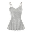 thumbnail image 3 of Women Spaghetti Strap Sequin Camisole Tank Top Glitter Sparkle Sleeveless Casual Party Peplum Cami Tops Shirt, 3 of 9