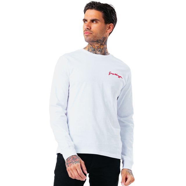 Hype - Camiseta Estatua de Manga Larga para Hombre (Blanco, Naranja)