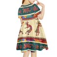 thumbnail image 2 of Renewold 3-4 Years Litter Girls Princess Dress Fashion High Waistline Pleated T-Shirt Dress Aztec Ethnic Short Sleeve Dresses Kokopelli Skater Dress, 2 of 5