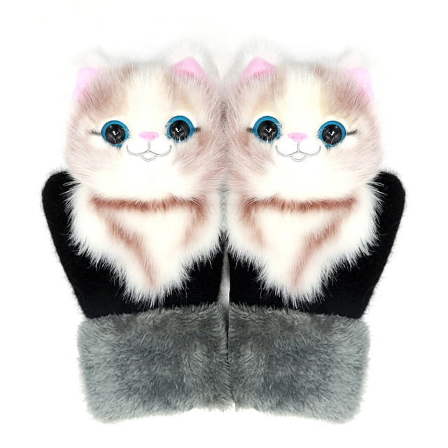 Mittens Peludos Dibujos Animados Gato De Unicornio Alpaca Guantes Forrados Forrados De Invierno Guantes De Esquí Termales Regalos De Navidad Para Niños Mujeres Advancent HA046317-04