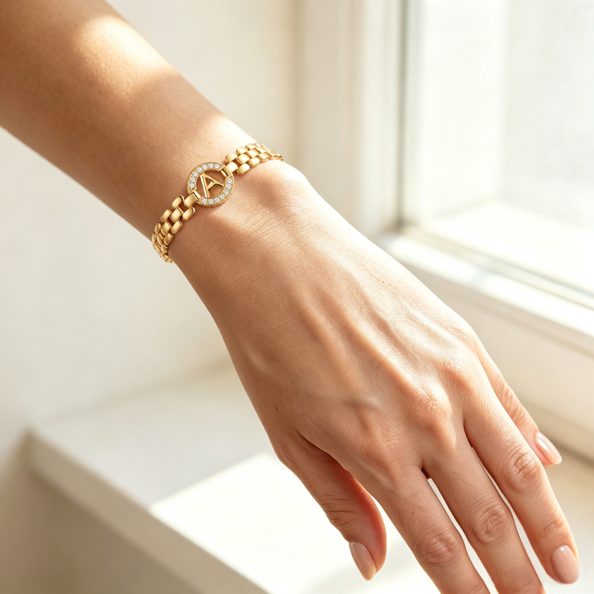 APSVO 18K Gold Plated Initial Charm Bracelet with Cubic Zirconia photo 3