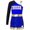 Blue, variant on YiZYiF Kids Girls Oblique Shoulder Cheer Leader Outfit Long Sleeve Shiny Sequins Cheerleading Dance Dress with Briefs Blue 10
