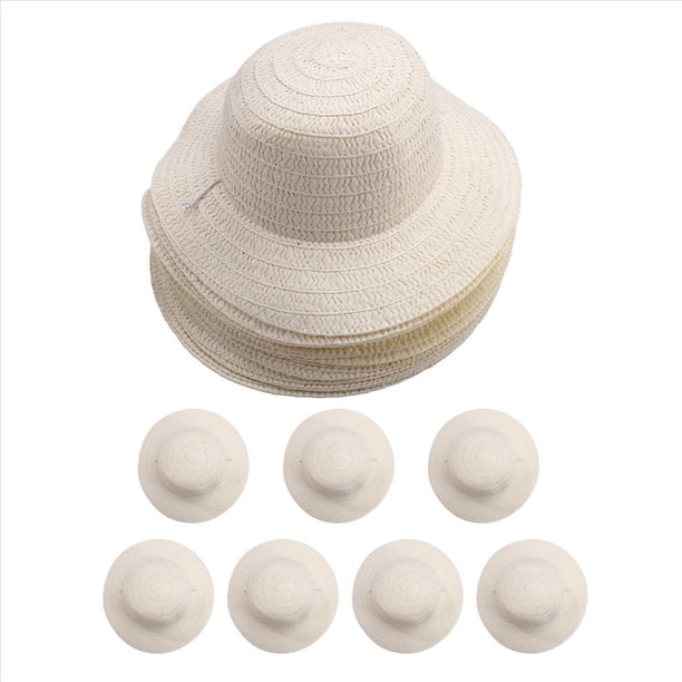20 Piezas DIY Conjunto de Sombrero de Paja Playa Verano Trabajo Sombreros de Granjero para Hombres Mujeres Niños Vaquero Decoración de Fiesta de Cumpleaños