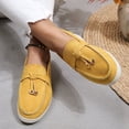 thumbnail image 3 of Women's Slip On Suede Loafers Comfortable Lightweight Business Dress Shoes Wide Width Slip On Sneakers Yellow Size 8, 3 of 8