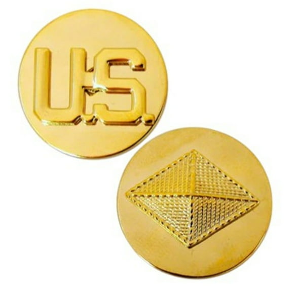 Finance Corps Branch Insignia Army Enlisted and US Collar Devices Pins Set, 1"D