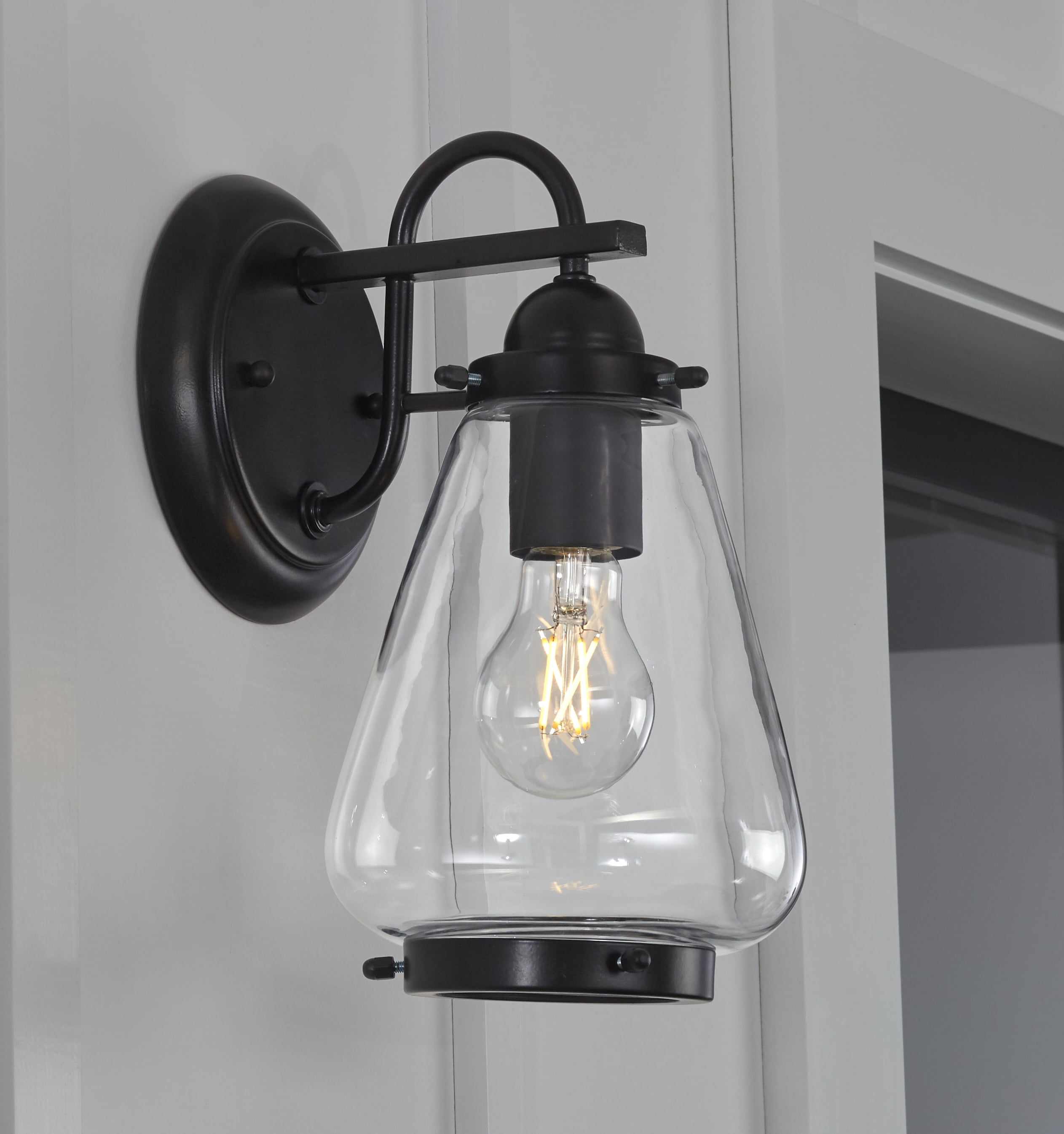 Better Homes & Gardens Outdoor Wall Sconce Black, 1 A19 bulb included