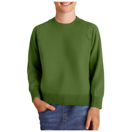 

ZHAGHMIN Toddler Fall Sweater Boys Kids Crewneck Long Sleeve Knit Pullover Sweaters Solid Color Toddler Girl Crewneck Sweatshirt Size6 Years Newborn Sweaters Baby Girl Green