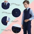 thumbnail image 3 of ETHAN Toddler Suit for Boys Slim Fit Boys Vest and Bow Tie Set for Wedding Church Size 5, 3 of 7