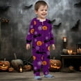 thumbnail image 2 of XUNHAO Matching Halloween Family Outfit Parent Child Outfit Cute Pumpkin Halloween Print Hooded Zipper Home Jumpsuit Outdoor Photography Set, 2 of 6