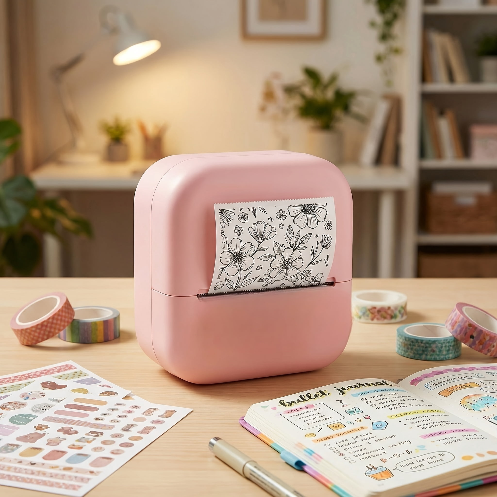 M02L Portable Printer, Wireless Mini Sticker Printer with 1/3/6 Rolls of Thermal Paper, Thermal Mini Printer, Portable Note Taking, Diary, Memo, Photo Learning Work with Smartphone
