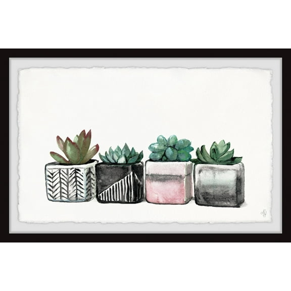 Marmont Hill Succulent Party Ii Framed Wall Art, 18.00" x 1.50"