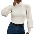 thumbnail image 5 of Tnhcen Women's Ribbed Turtleneck Sweater Slim Fit Knit Pullover Cuffed Hem Long Sleeve Top Solid Color Acrylic Winter Wear Casual Chic Blouse S-XL, 5 of 9