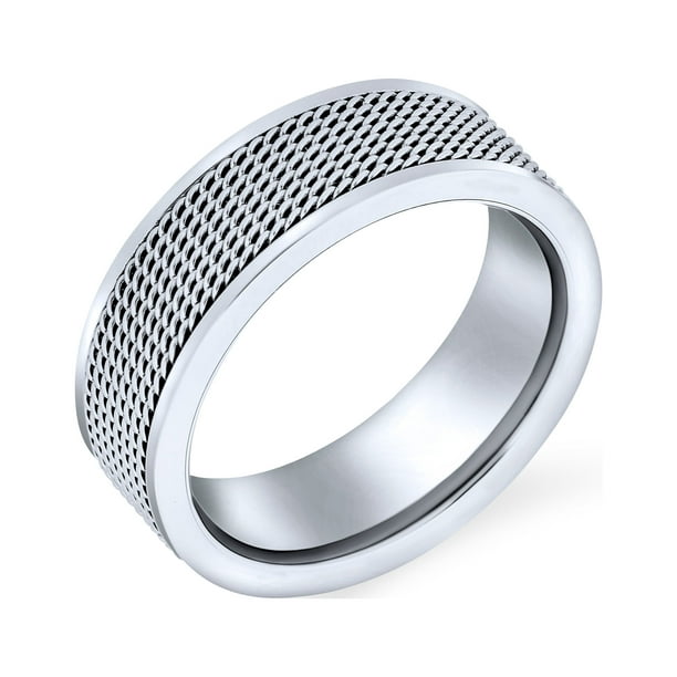Customizable Unisex Couple Rope Chain Mail Mesh Cable Wedding Band Biker  Ring for Men Teens Oxidized Silver Tone Stainless Steel 8MM Wide 