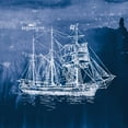 thumbnail image 2 of Wild Apple Portfolio 12x12 Gold Ornate Wood Framed with Double Matting Museum Art Print Titled - Sailing Ships III Indigo, 2 of 4