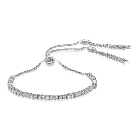 Pori Jewelers Sterling Silver CZ Adjustable Slider Bracelet