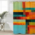 thumbnail image 2 of Small Stall Shower Curtain 36x72 Inch Narrow Half Size Striped Oil Painting Bath Curtains Bathroom Decor Modern Vintage Abstract Waterproof Fabric Shower Curtain Set with Hooks 36 Inch, 2 of 6
