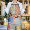 thumbnail image 6 of Pioneer Flower Floral Print Pattern Apron-Garden Aprons for Women with Pockets-Cotton Linen Waterproof Kitchen Cooking Gardening Aprons Adjustable for Kitchen,Cooking,BBQ and Salon 33x27 Inch, 6 of 7
