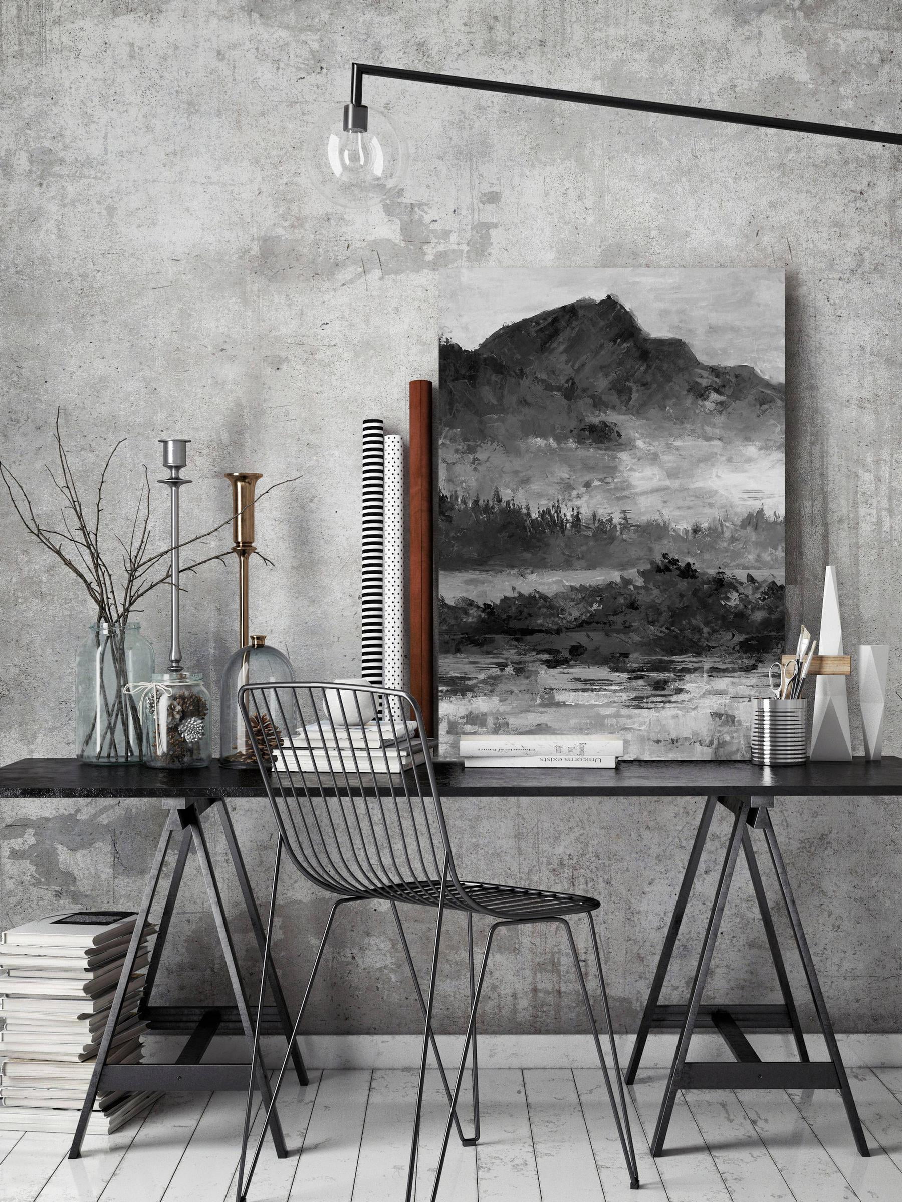 Parvez Taj "Dark and Mysterious Mountain" Painting Print on Wrapped Canvas
